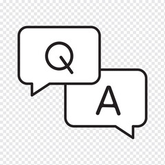 Questions and answers icon. Q and A Social Media symbol. Question Answer. Vector illustration isolated on white background. FAQ  Q and A sign symbol. 