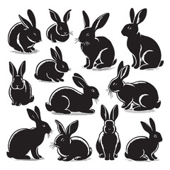 Rabbit Silhouette Collection – Cute Bunny Vector Set for Easter, Spring, and Woodland Designs