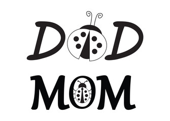 Ladybug Dad Mom vector, Ladybug Dad Mom clipart, Ladybug Dad Mom silhouette