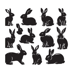 Rabbit Silhouette Collection – Cute Bunny Vector Set for Easter, Spring, and Woodland Designs