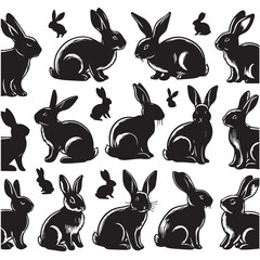 Rabbit Silhouette Collection – Cute Bunny Vector Set for Easter, Spring, and Woodland Designs