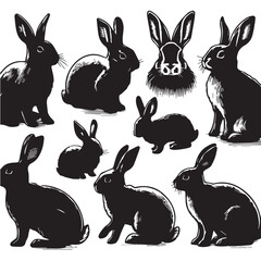 Rabbit Silhouette Collection – Cute Bunny Vector Set for Easter, Spring, and Woodland Designs