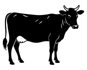 cow vector silhouette illustration isolated on white background