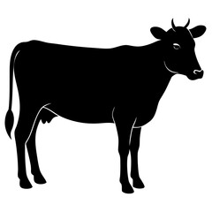 cow vector silhouette illustration isolated on white background