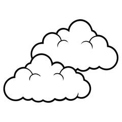 Cloud computing icon set with cloud symbols and weather-related elements in a vector illustration design