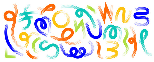 Obraz premium Colorful curved line doodle, Abstract modern fluid , Minimalist style, trendy design vector illustration