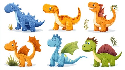 Cute cartoon dinosaurs and dragons (3)