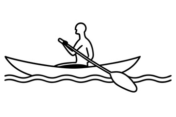 Kayaking vector silhouette illustration isolated on white background