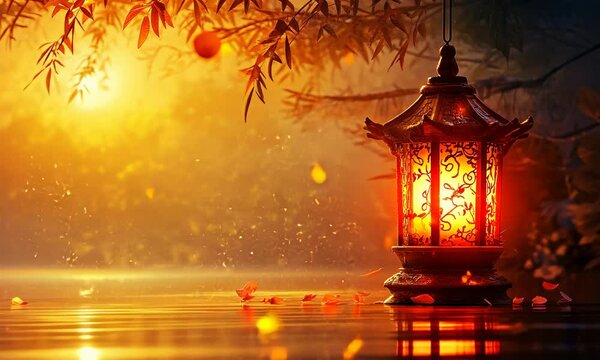 Beautiful background with a shining lantern Fanus