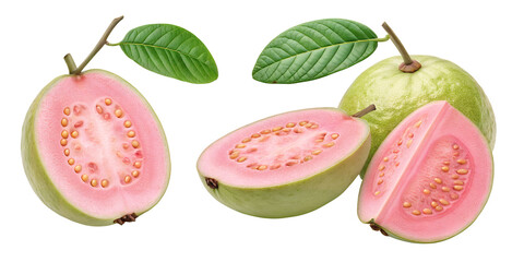 Guava Delights: Explore the exquisite beauty of pink guava, artfully displayed to highlight the vibrant fruit, ripe and ready for consumption.