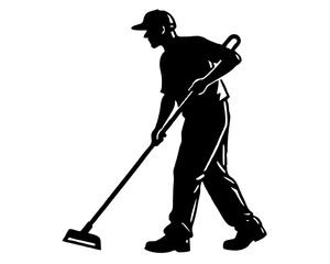 House cleaning person vector silhouette illustration isolated on white background