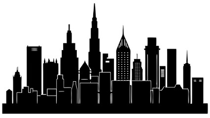Fototapeta premium Silhouette of a Modern City Skyline at Night