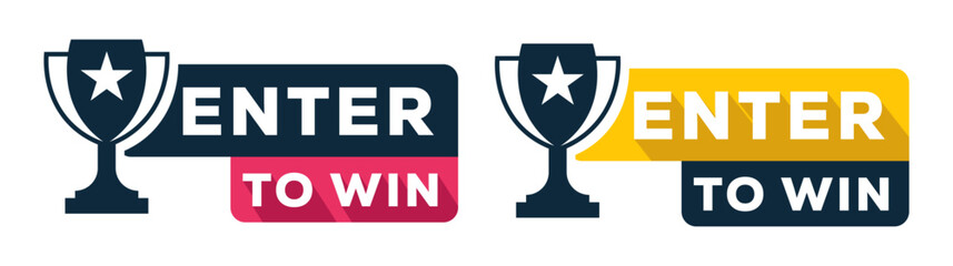 Enter to Win Contest Badge Icon Trophy Giveaway Banner Graphic