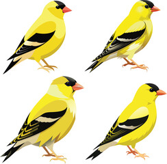 Yellow color vector birds icon 