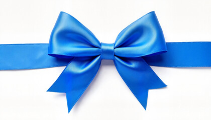 Elegant blue ribbon bow on white background, celebration decoration