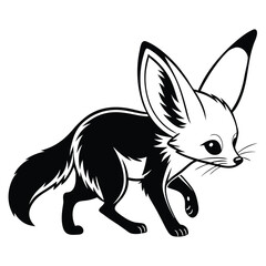 Fototapeta premium silhouette vector running cute baby fence fox