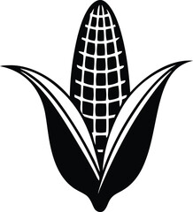Decorative Corn isolated line art vector illustration, Corn silhouette vector icon design