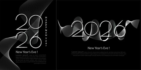 2026 number design ,Happy new year 2026 , line blending 2026 design vector for card , greeting card, calendar, poster, banner, etc 