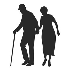 Grandparents vector silhouette illustration isolated on white background