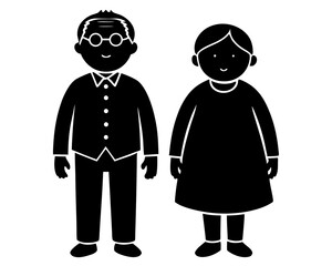 Grandparents vector silhouette illustration isolated on white background