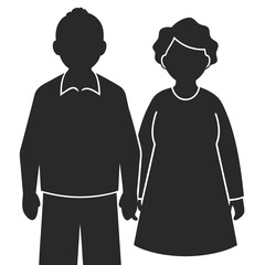 Grandparents vector silhouette illustration isolated on white background