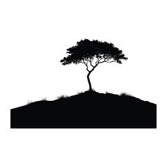 Solitary tree minimalist silhouette design