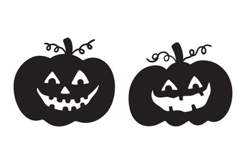 Halloween Celebration with Happy Pumpkin Silhouettes