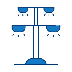 Street Light Blue Icon. Solar Energy, Solar Panel, Green Energy, Sun Energy, Solar Battery, Energy Saving, Solar House, Ecology, Electricity, Renewable Energies Editable Stroke Vector Illustration