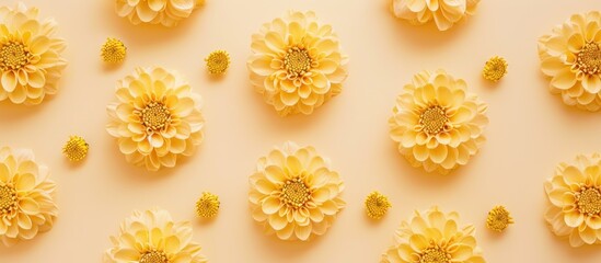 Delicate dahlia blooms gracefully arranged in a vibrant seamless floral pattern