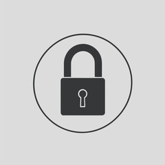 Stylized Flat Vector Lock Icon in Black and White, Ideal for Digital Privacy Interfaces