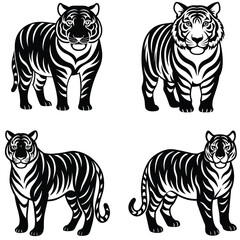 Obraz premium Tiger Vector Silhouetted Bundle Set Collection