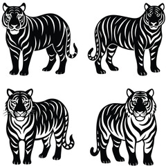 Obraz premium Tiger Vector Silhouetted Bundle Set Collection