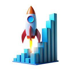 Rocket Launching Upwards on a Growth Chart
