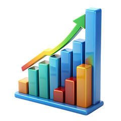 Colorful 3D Bar Graph Showing Positive Growth and Upward Trend