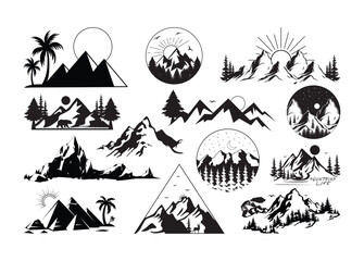Mountains vector, Mountains clipart, Mountains silhouette