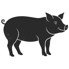 Pig vector silhouette illustration isolated on white background