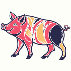 Pig vector silhouette illustration isolated on white background