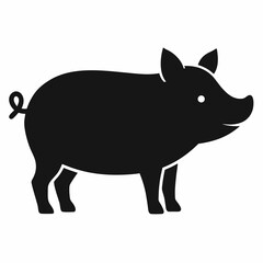 Pig vector silhouette illustration isolated on white background