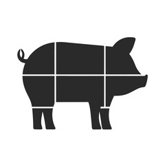 Pig icon vector silhouette illustration isolated on white background