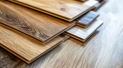 Assorted Laminate Flooring Samples in Various Wood Finishes