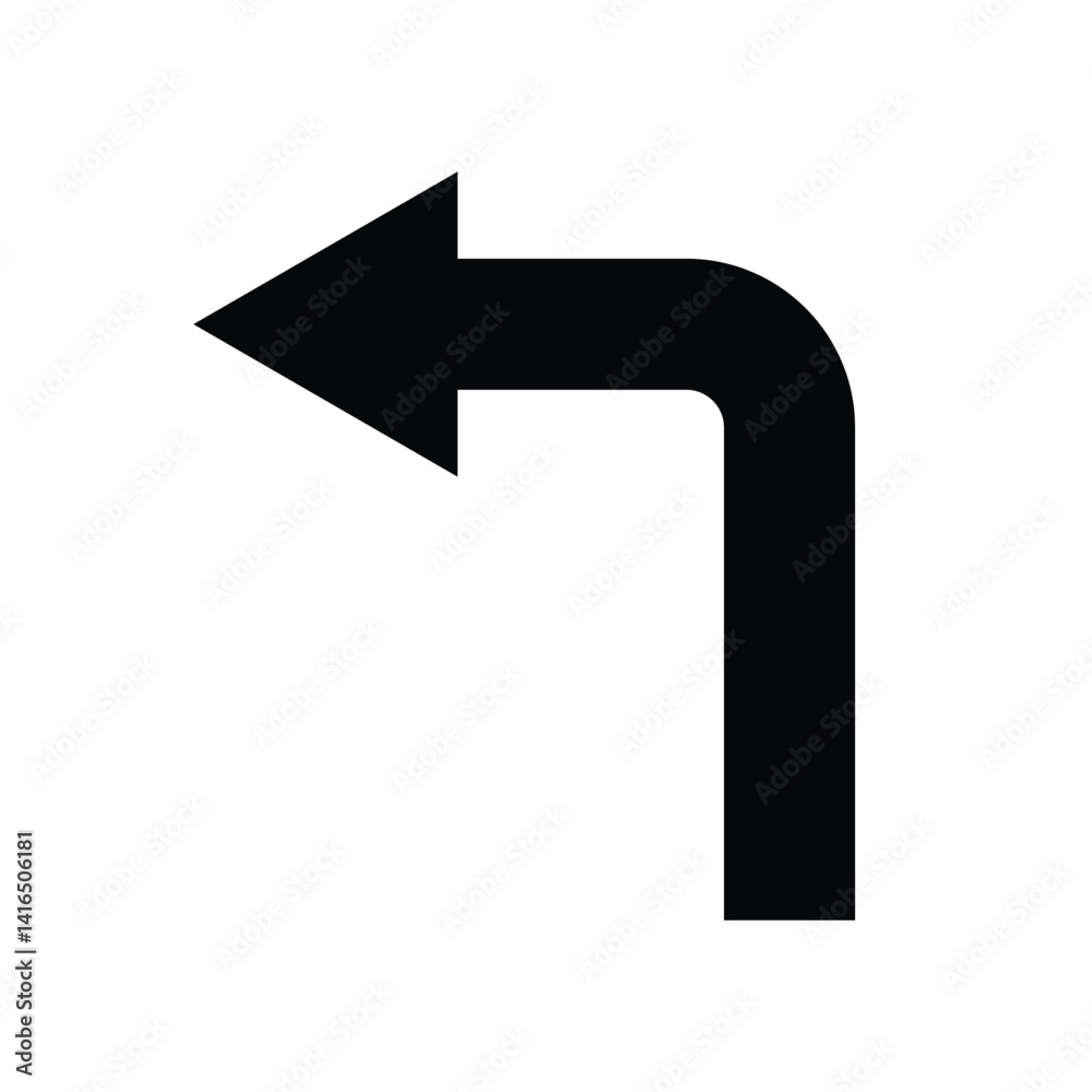 Fototapete Corner left arrow. left direction traffic sign. navigation concept. angular bent arrow. curved shape and pointer. vector illustration