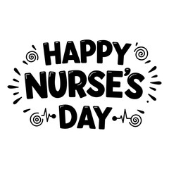 Obraz premium Bold, stylized graphic design for Happy Nurses Day, perfect for social media posts, marketing materials, and print. Includes decorative elements.