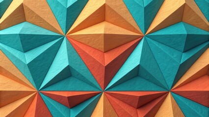 Vibrant Geometric Abstract with 3D Triangular Shapes