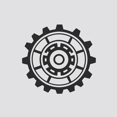 Flat Gear Settings Icon in Monochrome Vector Style Isolated for User Interface and Configuration Graphics