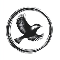 Naklejka premium Soaring Bird Ink Art