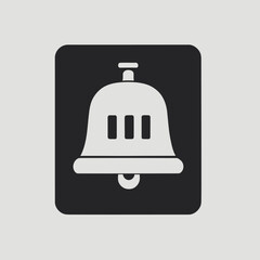 Flat Vector Style Notification Bell Icon in Monochrome for Interface and Alert Design Needs