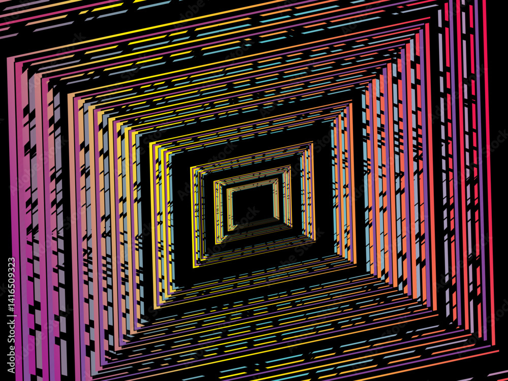 Fototapete colorful lines on black background. vector minimal line background with text for social media covers