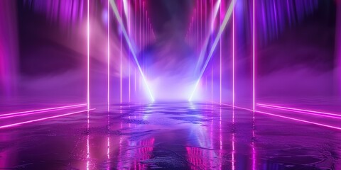 Isolated in white background,3d render, abstract neon background, empty performance stage, ultraviolet spectrum, laser show glowing lines, lights, virtual reality, purple vibrant color