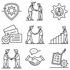 Partnership line icon set. agreement, cooperation, conversation, 
teamwork and others vector illustration