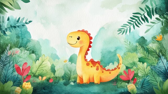 Cute dinosaur in a lush jungle (59)